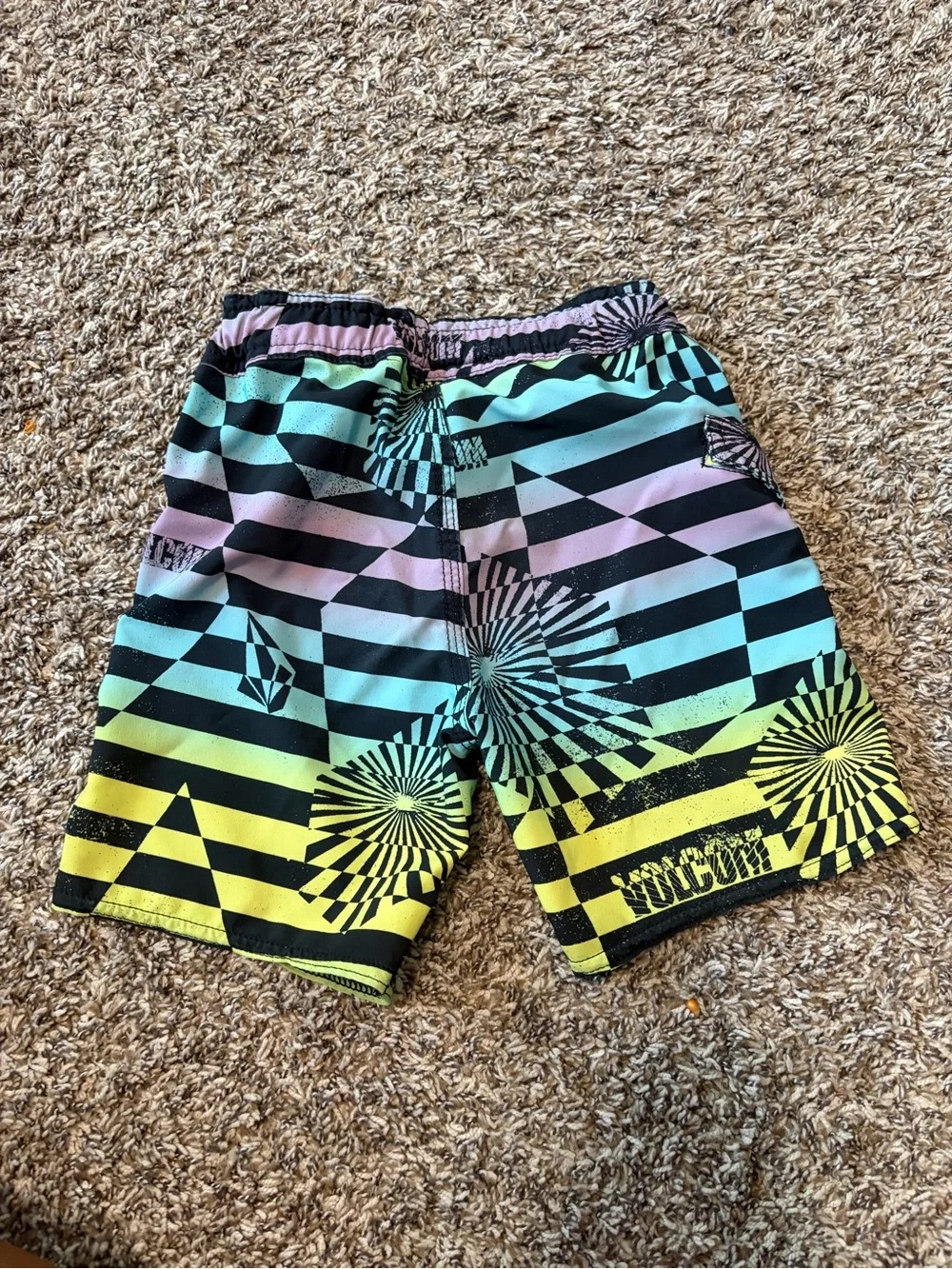 Volcom Black and Gray Patterned Swim Shorts